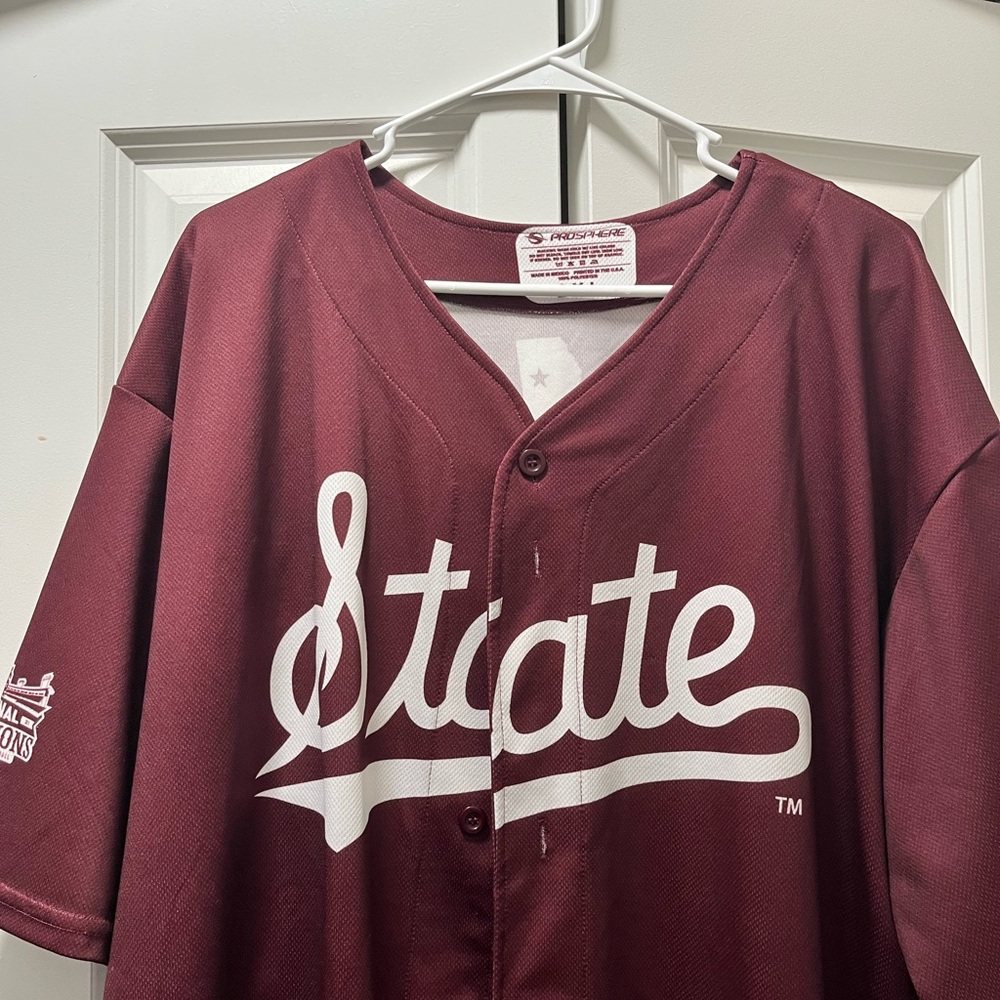 Maroon Mississippi State Baseball Jersey with ‘State’ Logo